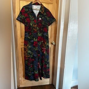 Lucy and Yak Ragan floral organic cotton jumpsuit size US 12